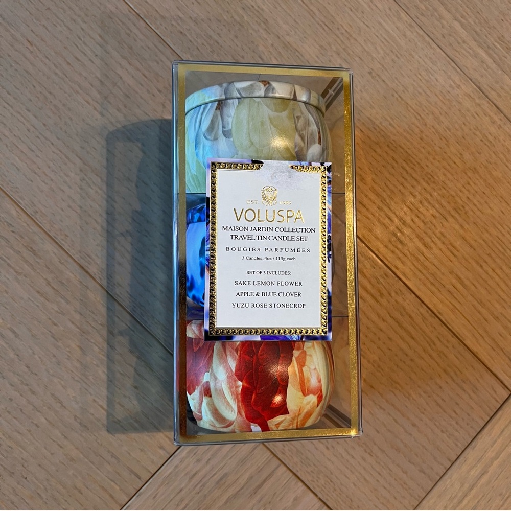 BNIB VOLUSPA SET OF 3 SCENTED CANDLES - TRAVEL SET